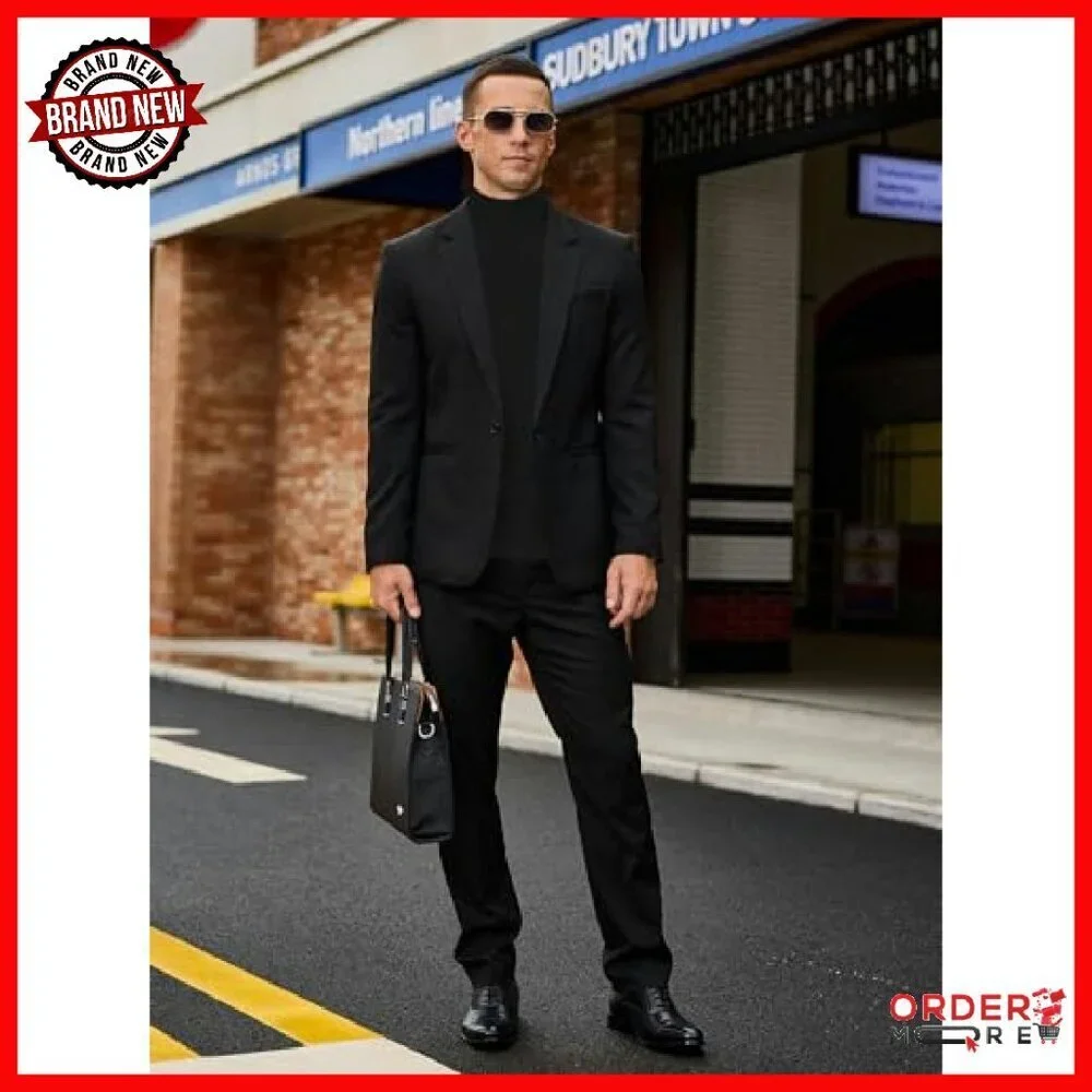 Men's Slim Fit Mock Turtleneck Thermal Shirt Long Sleeve Cotton Blend